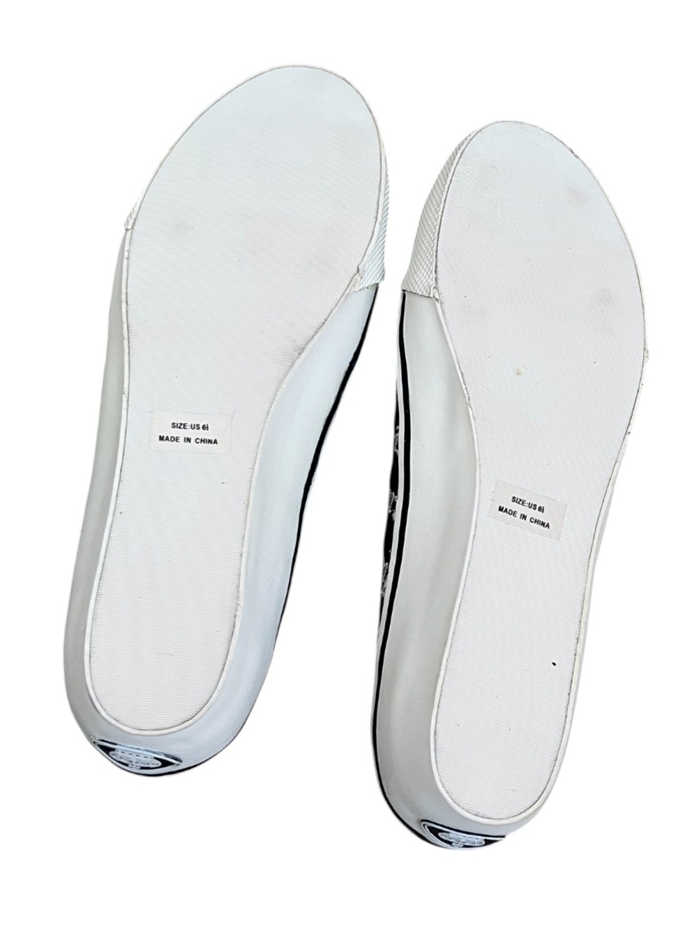 JUICY COUTURE Sonia Canvas Ballet Flat Angel Embroidery Black White 6.5 Box - Picture 8 of 9